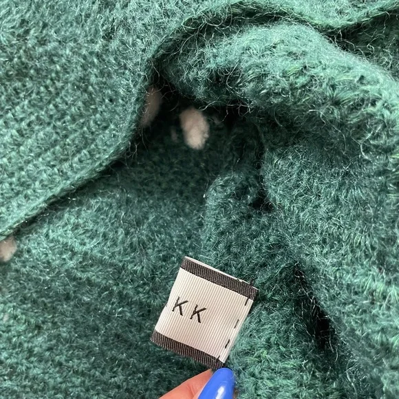 Taakk Forest Green Crochet Mohair Blend Sweater